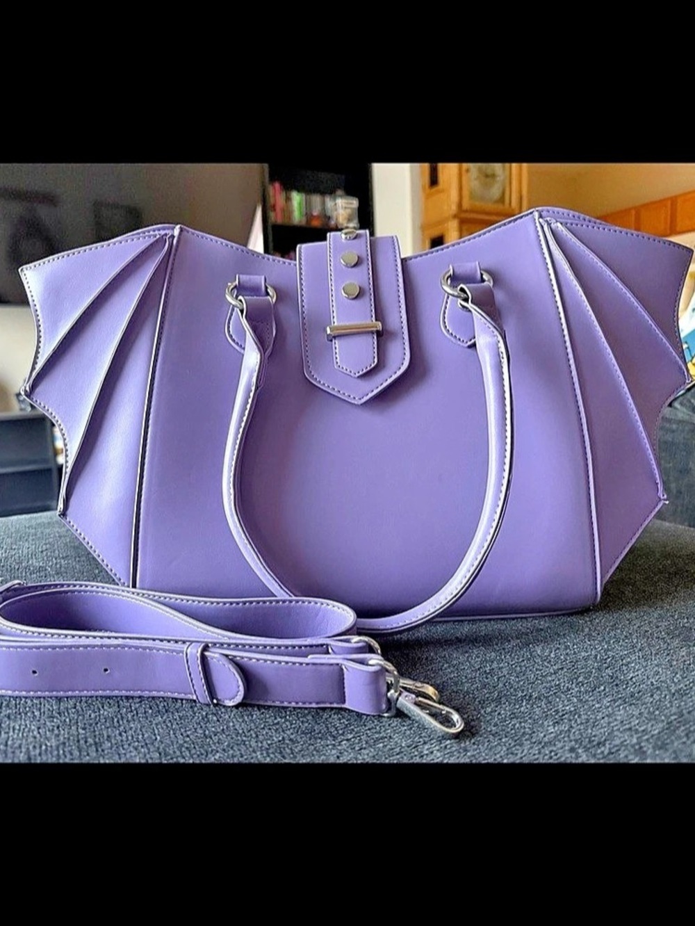 Banned Apparel Annabelle Batwing Shoulder Bag Purple Tote
